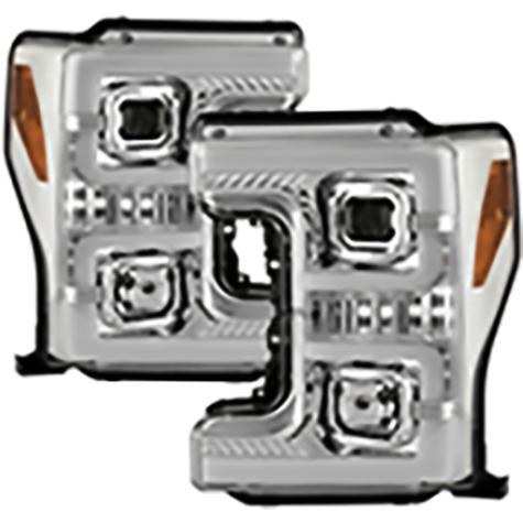 2017-2019 Ford F250 & F350 Super Duty; Projector Headlights; (Factory Halogen Model Only); Chrome