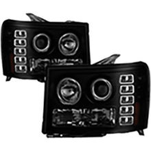 2007-2013 GMC Sierra 1500/2500/3500; Sierra 2500HD/3500HD & Denali; Projector Headlights; LED Halo; LED; Black Smoke