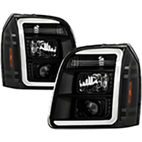 2007-2014 GMC Yukon; Version 2 Projector Headlights; LED White Light Bar Parking Light; Black