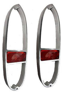 1955-58 Chevrolet Cameo/GMC Suburban Carrier; Tail Lamp Inner Ring; w/ Reflector; Chromed Aluminum Billet; Pair