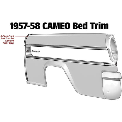 T5518 - 1955-58 Chevrolet Cameo Truck; Front Bed Chrome Trim Molding Set; 6-Piece