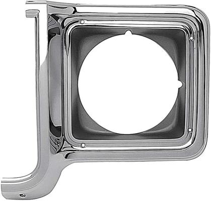 1973-78 Chevy, GMC; Pickup; Blazer; Jimmy; Suburban; Headlamp Bezel; Chrome / Dark Argent Silver; LH Driver Side