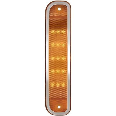 1973-80 Chevy, GMC Pickup, Blazer, Jimmy, Suburban; Front Side Marker Lamp; LED Conversion; Amber Lens; with Chrome Trim