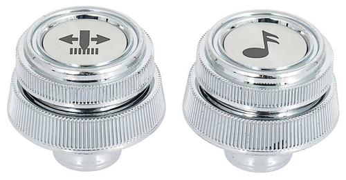 1978-87 Chevrolet, GMC C/K Truck, Blazer, Jimmy, Suburban; Radio Control Knobs; For D-Shaped Shafts; Chrome