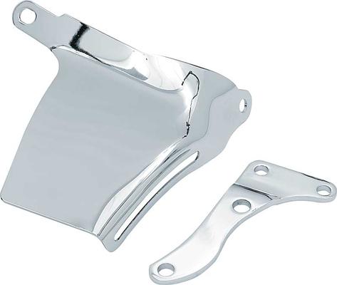 1969-75 Chevrolet Small Block; 305-350; Chrome Alternator Top Bracket Set; Solid Style; With Long Water Pump
