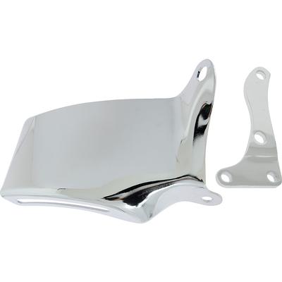 1976-86 Chevrolet Small Block; Chrome Alternator Top Bracket Set; Solid Style; With Long Water Pump