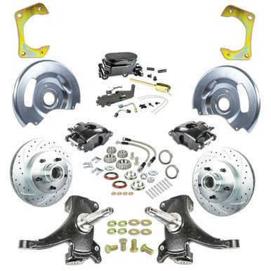 The Right Stuff 60-62 Chevy/GMC Truck/Sub, 2" Drop Power Front Disc Kit, Blk Calipers Blk Upper 5x5 Bolt Pattern - 