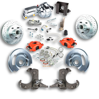 The Right Stuff 60-62 Chevy/GMC Truck/Suburban, Power Disc Brake Kit Red Calipers Chrome Upper 5x5 Bolt Pattern - (TDC60