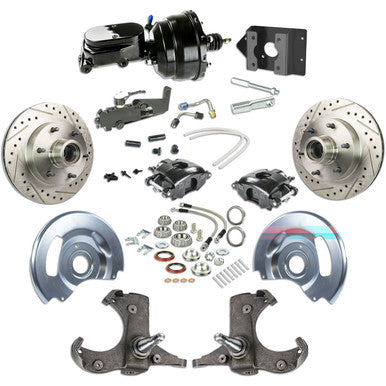 The Right Stuff 60-62 Chevy/GMC Truck/Suburban, Power Front Disc Brake Kit Blk Caliper Blk Upper 6x5.5 Bolt Pattern - (T