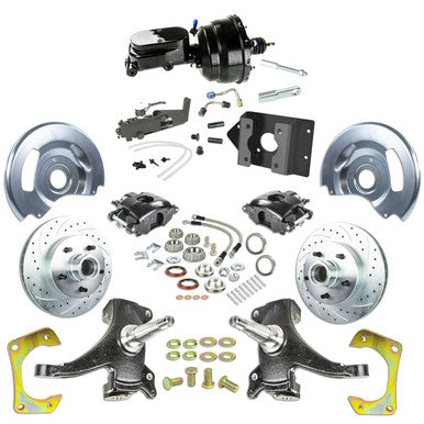 The Right Stuff 63-66 Chevy/GMC Truck/Sub, 2" Drop, Power Front Disc Kit Blk Calipers Blk Upper 5x5 Bolt Pattern - 
