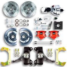 The Right Stuff 63-66 Chevy/GMC Truck/Sub 2" Drop Pwr Disc kit Red Calipers Chrome Upper 5x5 Bolt Pattern - (TDC6325DZX)