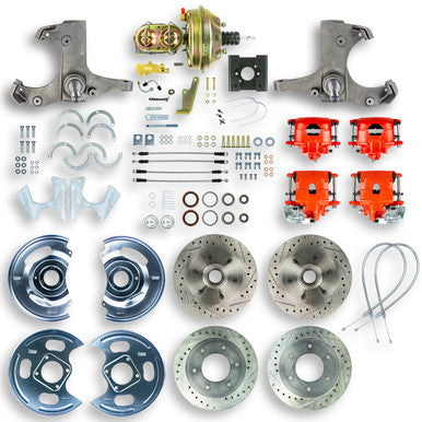 The Right Stuff 63-66 GM C10/C15 Truck/Suburban W/2WD, Pwr 4-Wheel Disc Brake Kit, Red Caliper 6x5.5 Bolt Pattern - (TDC