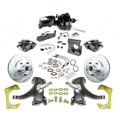 The Right Stuff 67-70 GM C10/15 Truck/Sub 2" Drop, Power Front Brake Kit, Blk Calipers Blk Upper 5x5 Bolt Pattern -