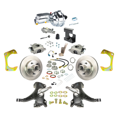 The Right Stuff 67-70 Chevy C10/C15 Truck/Suburban 2" Drop, Power Front Disc Kit, Chrome Upper 5x5 Bolt Pattern - (