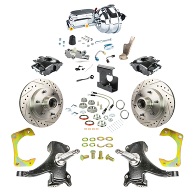 The Right Stuff 67-70 GM C10/15 Trk/Sub, 2" Drop, Pwr Front Disc Kit, Blk Calipers, Chrome Upper 6x5.5 Bolt Pattern