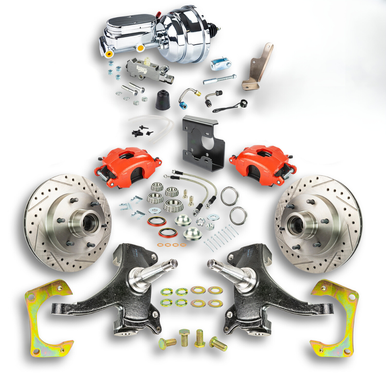 The Right Stuff 67-70 GM C10/15 Trk/Sub, 2" Drop, Pwr Front Disc Kit, Red Calipers, Chrome Upper 6x5.5 Bolt Pattern