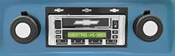 1960-63 Chevrolet Truck - AM/FM Radio with Auxilary Input & Bow Tie Logo (200W) - Chrome Face