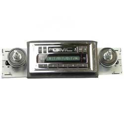 1973-86 GMC Truck - AM/FM Radio with Auxilary Inputs and GMC Logo (200W) - Chrome Face