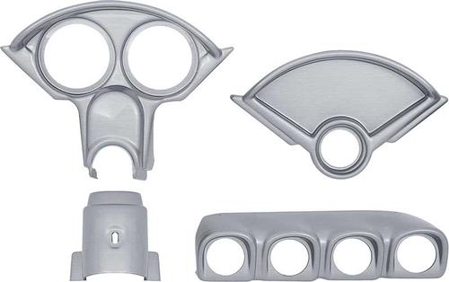 1955-56 Chevrolet Custom Brushed Aluminum Style Finish Dash Gauge Bezel Set