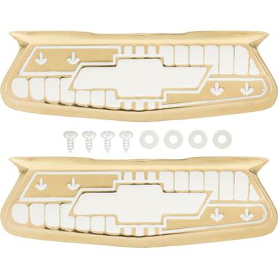 TF300031 - 1957 Chevy Bel Air; Quarter Panel Crest Emblems with Screws; Gold; Pair