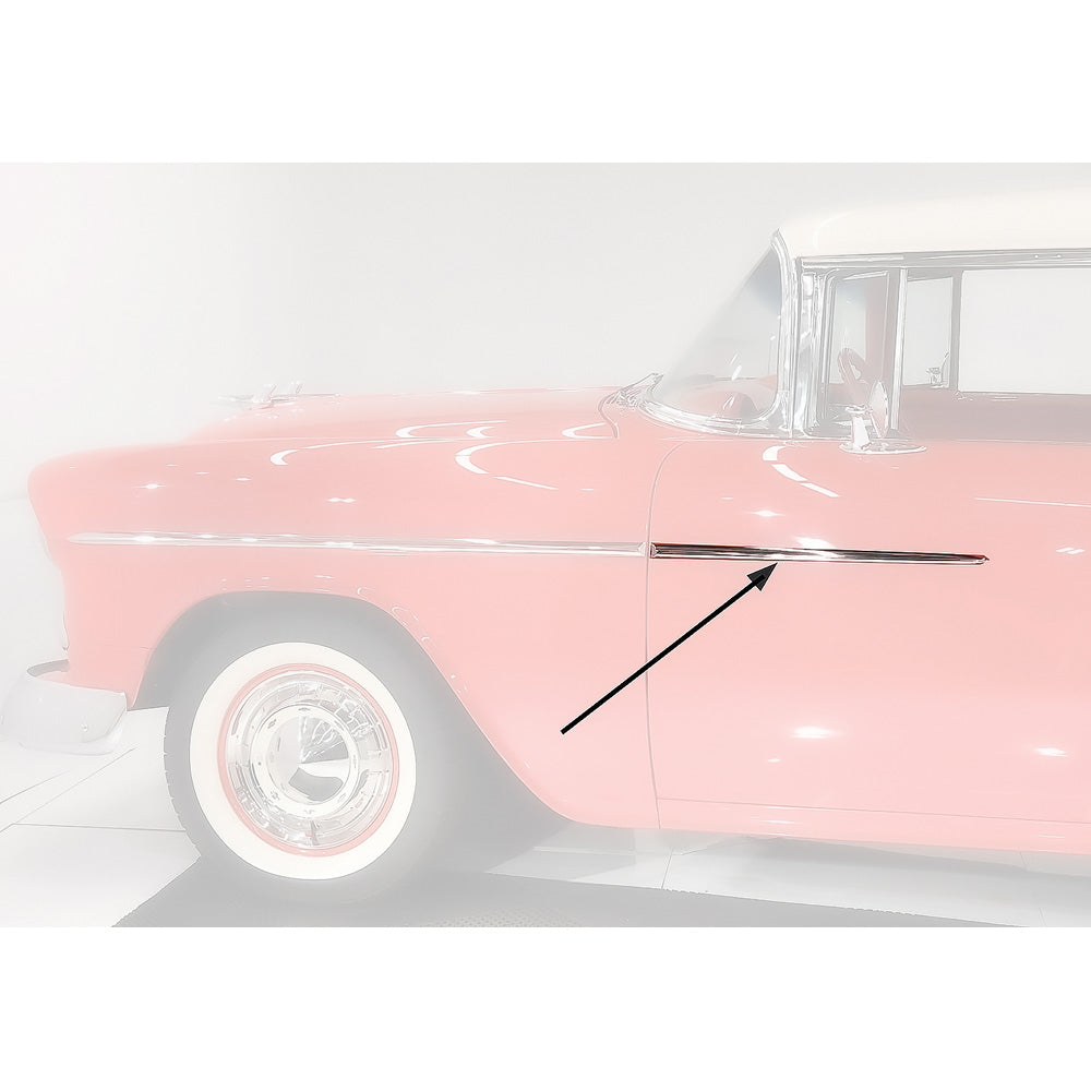 TF400067 - 1955 Chevy Bel Air; Door Molding; 2 Door; Stainless Steel; LH Driver Side