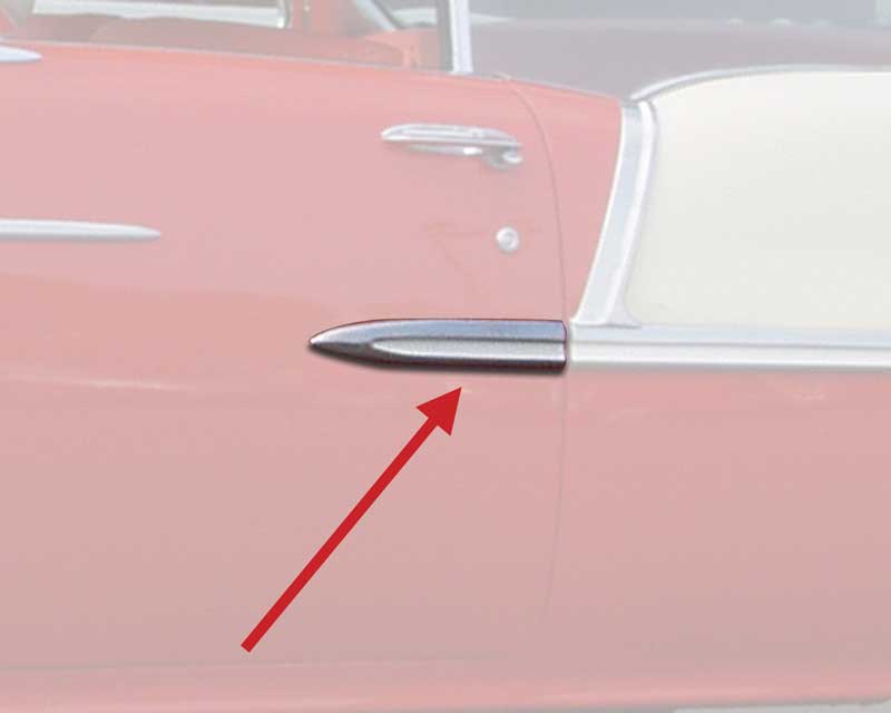 TF400069 - 1955 Bel Air; Quarter Panel Extension Molding; 2 Door; Hardtop, Convertible; Stainless Steel; LH
