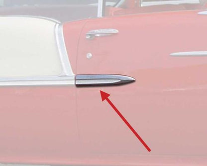 TF400070 - 1955 Bel Air; Quarter Panel Extension Molding; 2 Door; Hardtop, Convertible; Stainless Steel; RH