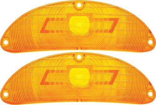 1955 Chevrolet Bel Air, 150, 210; Bow Tie Park Lamp Lenses; Amber; Pair