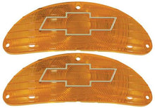 1955 Chevrolet Bel  Air, 150, 210; Park Lamp Lenses; Amber; With Chrome Bow Tie; Pair