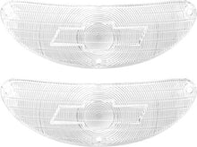 1955 Chevrolet Bel  Air, 150, 210; Park Lamp Lenses; Clear; With Bow Tie Logo; Pair