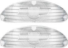 1955 Chevrolet Bel Air, 150, 210, Nomad; Bow Tie Park Lamp Lenses; With Chrome Bow Tie Logo; Clear; Pair