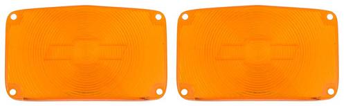 1956 Chevrolet Bel Air, 150, 210, Nomad; Bow Tie Park Lamp Lens; Amber; With Bow Tie Logo; Pair