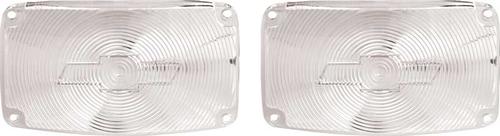 1956 Chevrolet Bel Air, 150, 210, Nomad; Park Lamp Lens; Clear; With Bow Tie Logo; Pair
