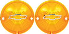 1957 Chevrolet Bel  Air, 150, 210, Nomad; Park Lamp Lenses; Amber; With Chrome Bow Tie Logo; Pair