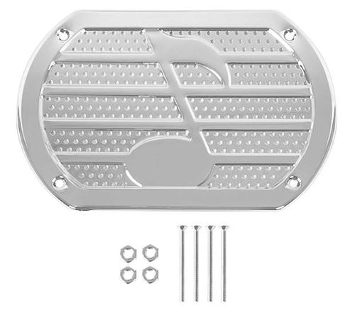 1955-81 Universal Speaker Covers; Musical Note" Design; Chrome; 6" x 9"; with 4 Screws; Each