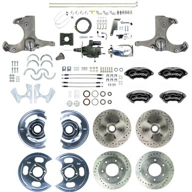 The Right Stuff 63-66 GM Truck 2WD, Chrome Hydraulic Assist 4-Wheel Disc, Black Wilwood Calipers - (THB6356BXP)