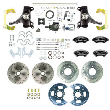 The Right Stuff 1963-66 GM Truck 2" Drop Hydraulic Assist 4-Wheel Disc, Black Wilwood Calipers - (THB6356DBXP)