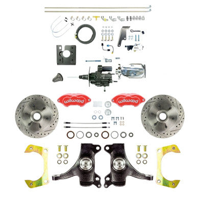 The Right Stuff 1967-70 GM Truck 2" Drop Chrome Hydraulic Assist Disc Kit, Red Wilwood Calipers - (THB6726DZXP)