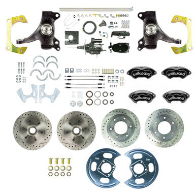 The Right Stuff 67-70 GM Truck 2" Drop Hydraulic assist 4-Wheel Disc Kit; Black Wilwood Calipers - (THB6756DBYP)
