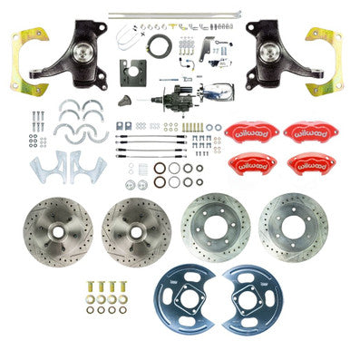 The Right Stuff 1967-70 GM Truck 2" Drop Hydraulic assist 4-Wheel Disc Kit Red Wilwood Calipers - (THB6756DZXP)