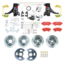 The Right Stuff 73-87 C10 Truck 2" Drop Chrome Hydraulic Assist 4-Wheel Kit Red Wilwood Calipers - (THB7355DZXP)