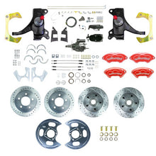 The Right Stuff 73-87 C10 Truck 2" Drop Black Hydraulic Assist 4-Wheel Kit Red Wilwood Calipers - (THB7355DZYP)