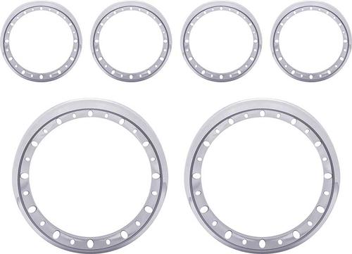 5" / 2-5/8" 6 Piece Billet Aluminum Gauge Bezel Set With Holes