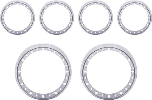 3-3/8" / 2-1/16" 6 Piece Billet Aluminum Gauge Bezel Set With Holes