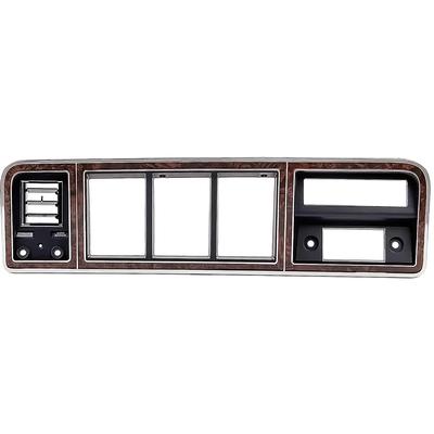 1973-79 Ford Truck, 1978-79 Bronco; Instrument Cluster Bezel; With Factory AC Vent; Black and Woodgrain Finish
