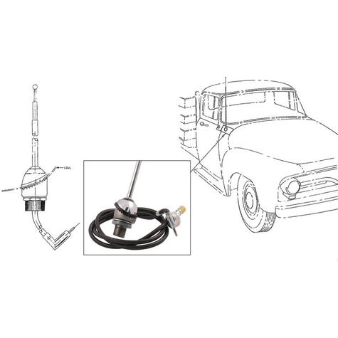 1953-55 Ford F-Series Truck; Radio Antenna Assembly; Telescoping Mast; Round Base