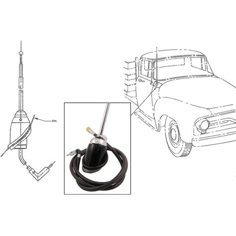 1956 Ford F-Series Truck; Radio Antenna Assembly; Telescoping Mast; Round Base