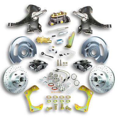 The Right Stuff 60-62 GM Truck &amp; Suburban, 2" Drop, Manual Front Disc Brake Kit Blk Calipers - (TSD6015DB)