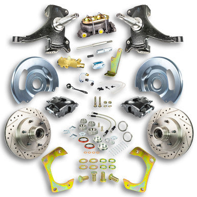 The Right Stuff 60-62 GM Truck &amp; Suburban, 2" Drop, Manual Front Disc Brake Kit Blk Calipers - (TSD6016DB)