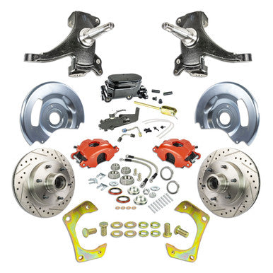 The Right Stuff 60-62 GM Truck &amp; Sub, 2" Drop Std Front Disc Brake Kit, Red Calipers Blk Upper - (TSD6016DZY)